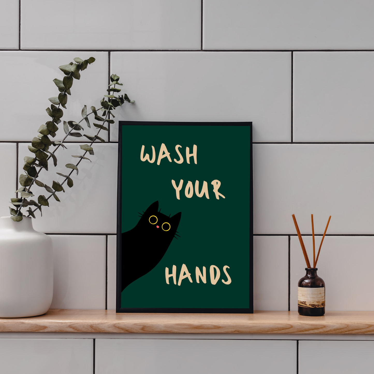 Funny Black Cat Bathroom Print | Aesthetic Bathroom Decor