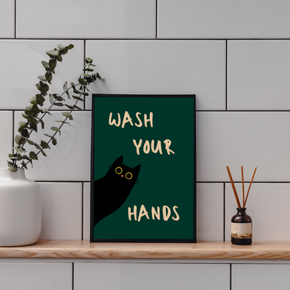Funny Black Cat Bathroom Print | Aesthetic Bathroom Decor