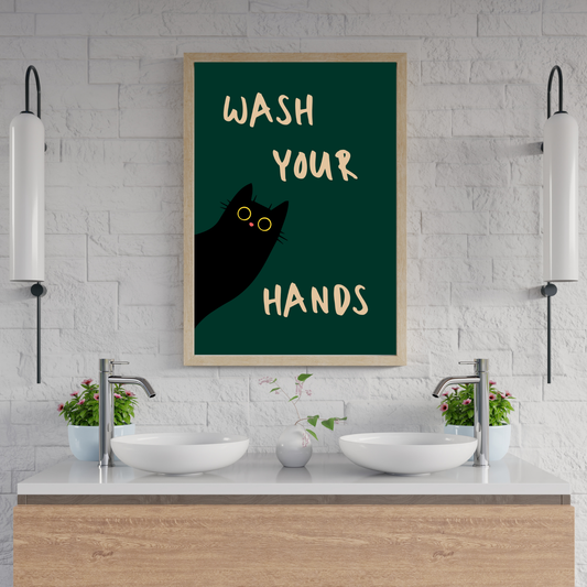 Funny Black Cat Bathroom Print | Aesthetic Bathroom Decor